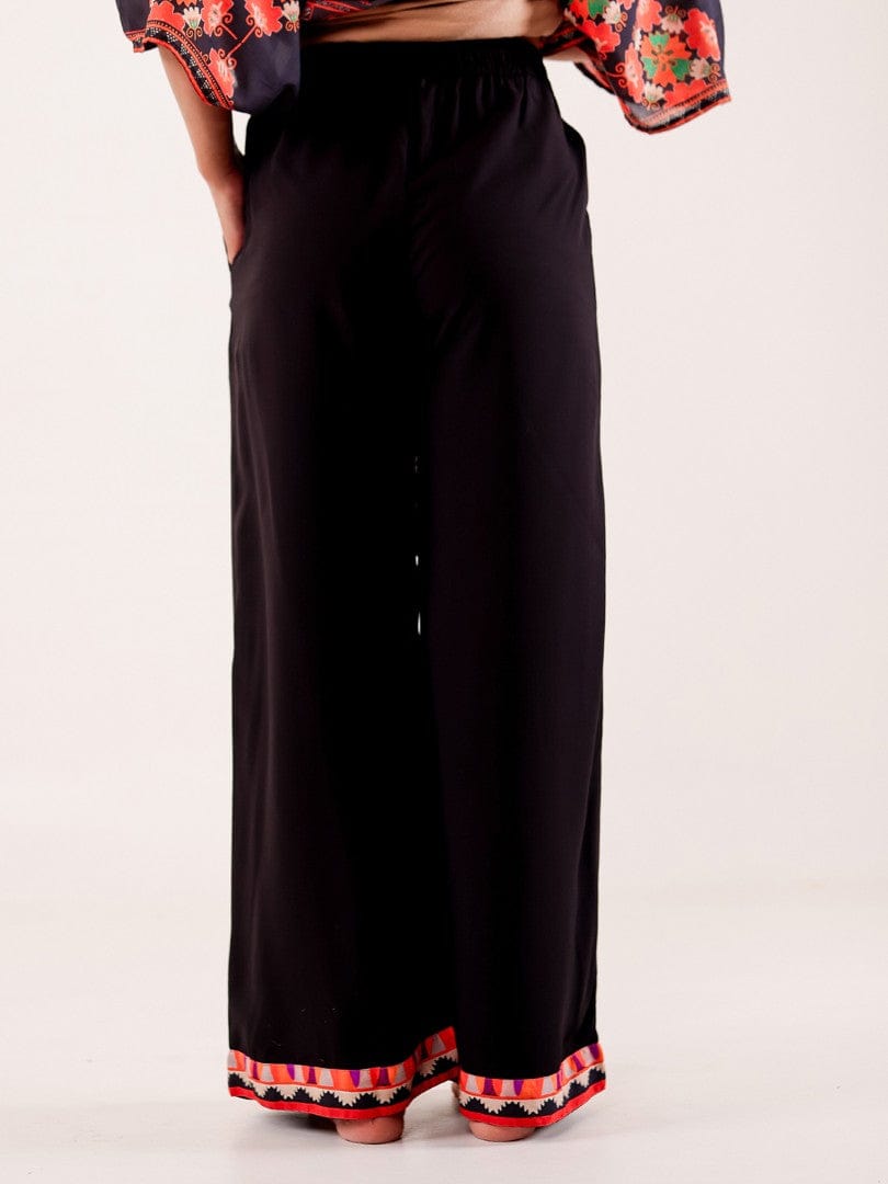 The Kaftan Company Pyjama Set Black Ethnic Printed Viscose Nightwear Pyjama Set