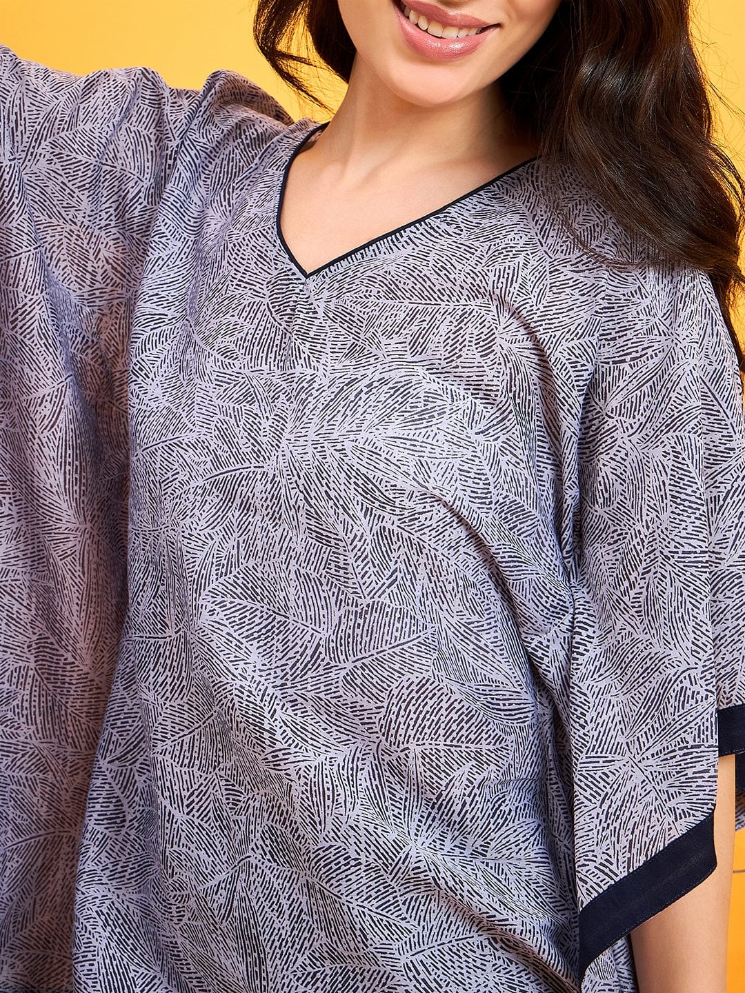 The Kaftan Company Pyjama Set Blue Abstract Dotted Night Suit