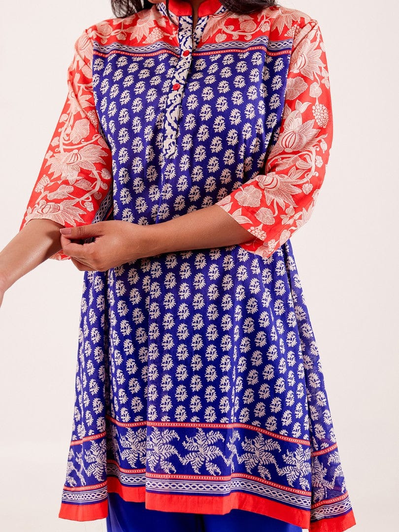 The Kaftan Company Pyjama Set Blue Printed Nightwear Pyjama Set