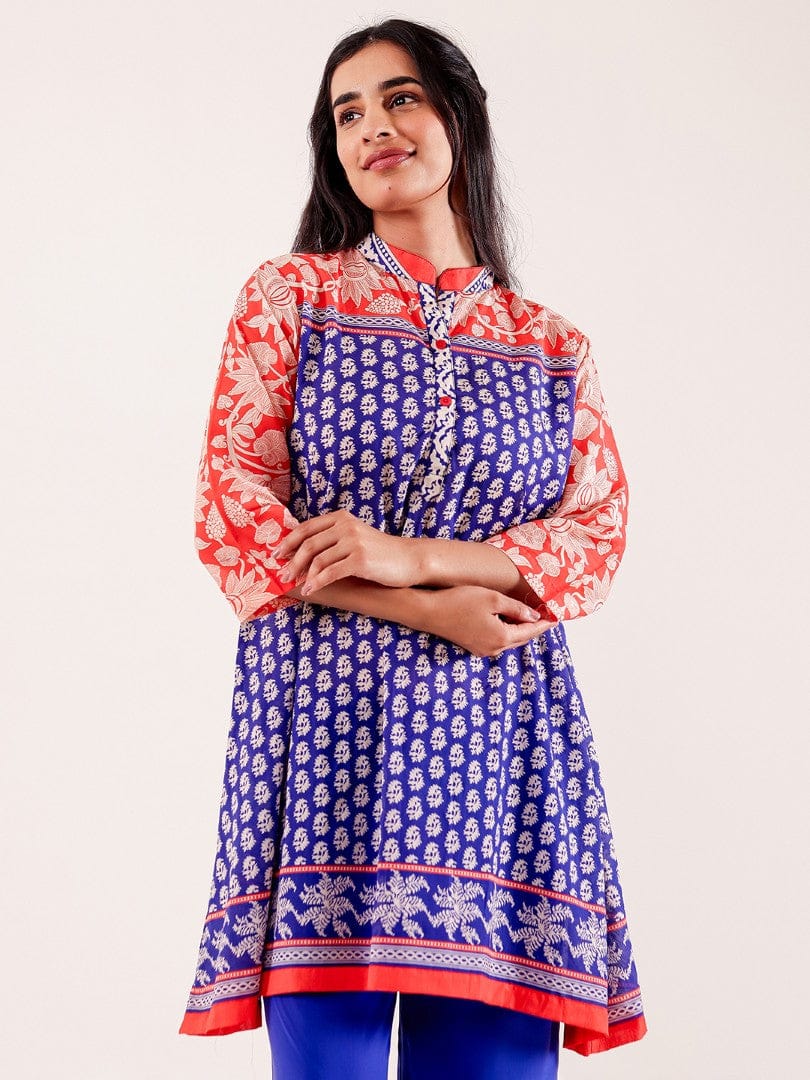 The Kaftan Company Pyjama Set Blue Printed Nightwear Pyjama Set