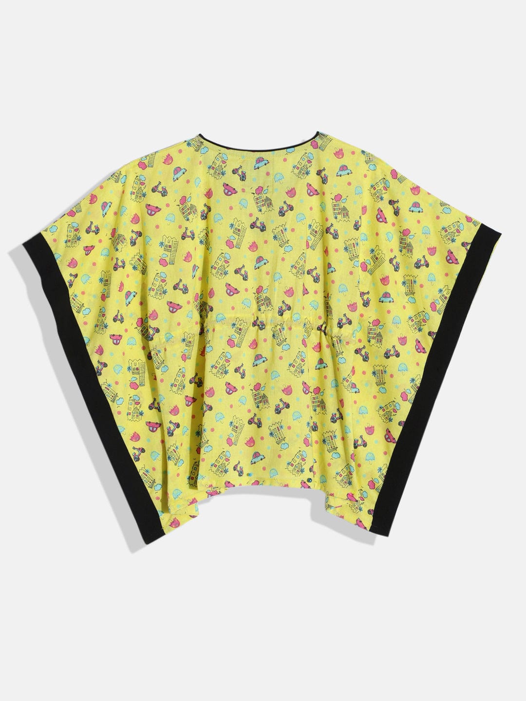 The Kaftan Company Pyjama Set Girls Cute Yellow Conversational Kaftan Pyjama Set