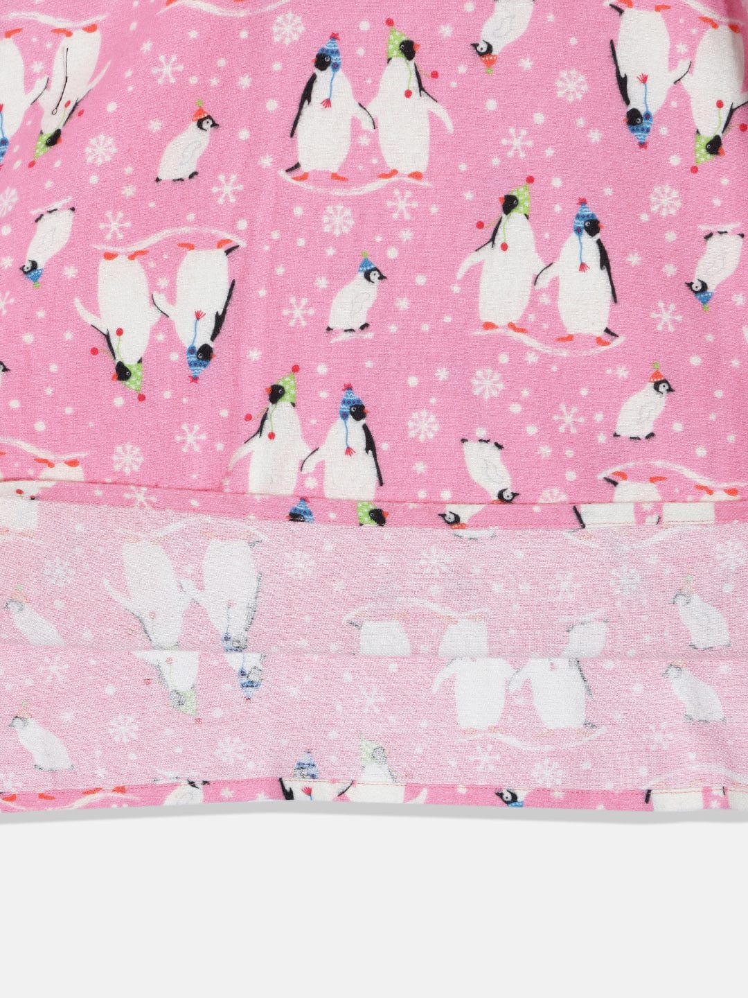 The Kaftan Company Pyjama Set Girls Penquins Pink Kaftan Pyjama Set