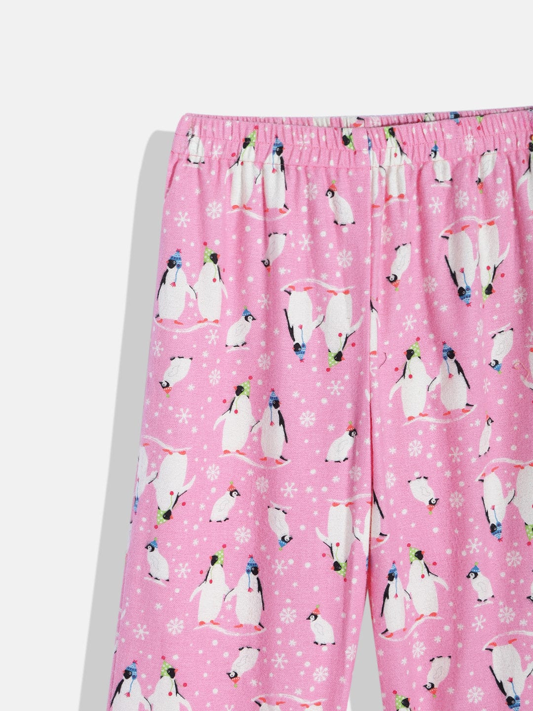 The Kaftan Company Pyjama Set Girls Penquins Pink Kaftan Pyjama Set