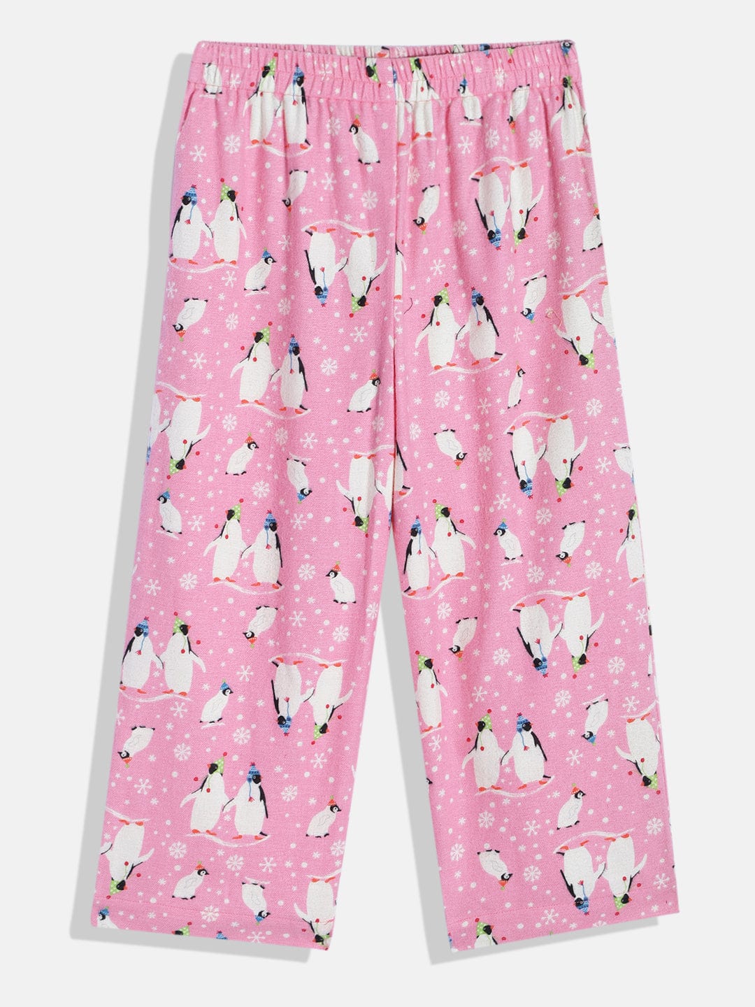 The Kaftan Company Pyjama Set Girls Penquins Pink Kaftan Pyjama Set