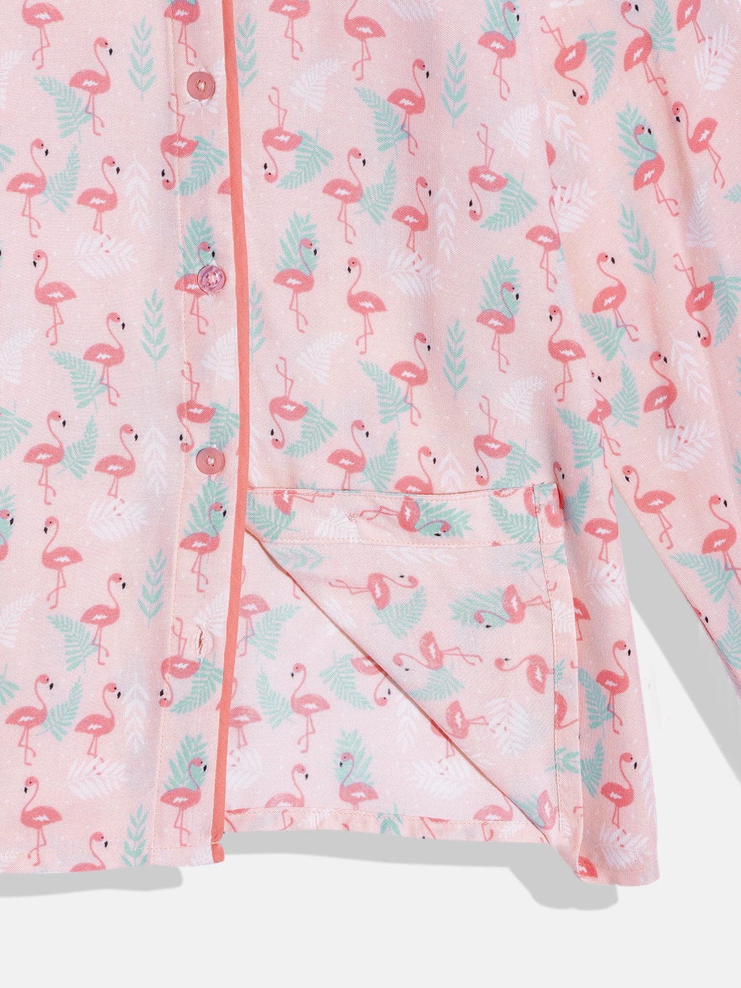 The Kaftan Company Pyjama Set Girls Pink Flamingo Shirt Pyjama Set