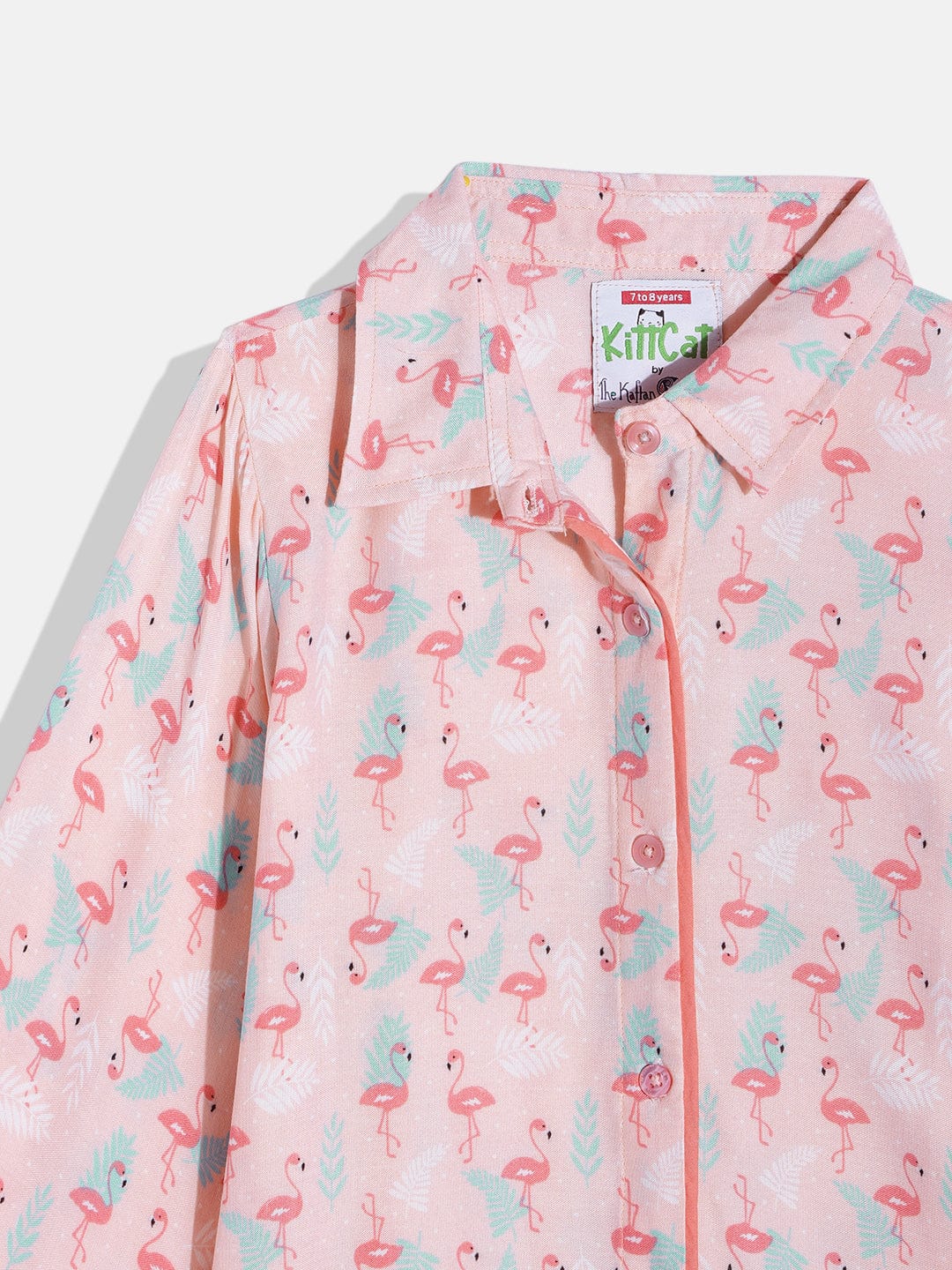The Kaftan Company Pyjama Set Girls Pink Flamingo Shirt Pyjama Set