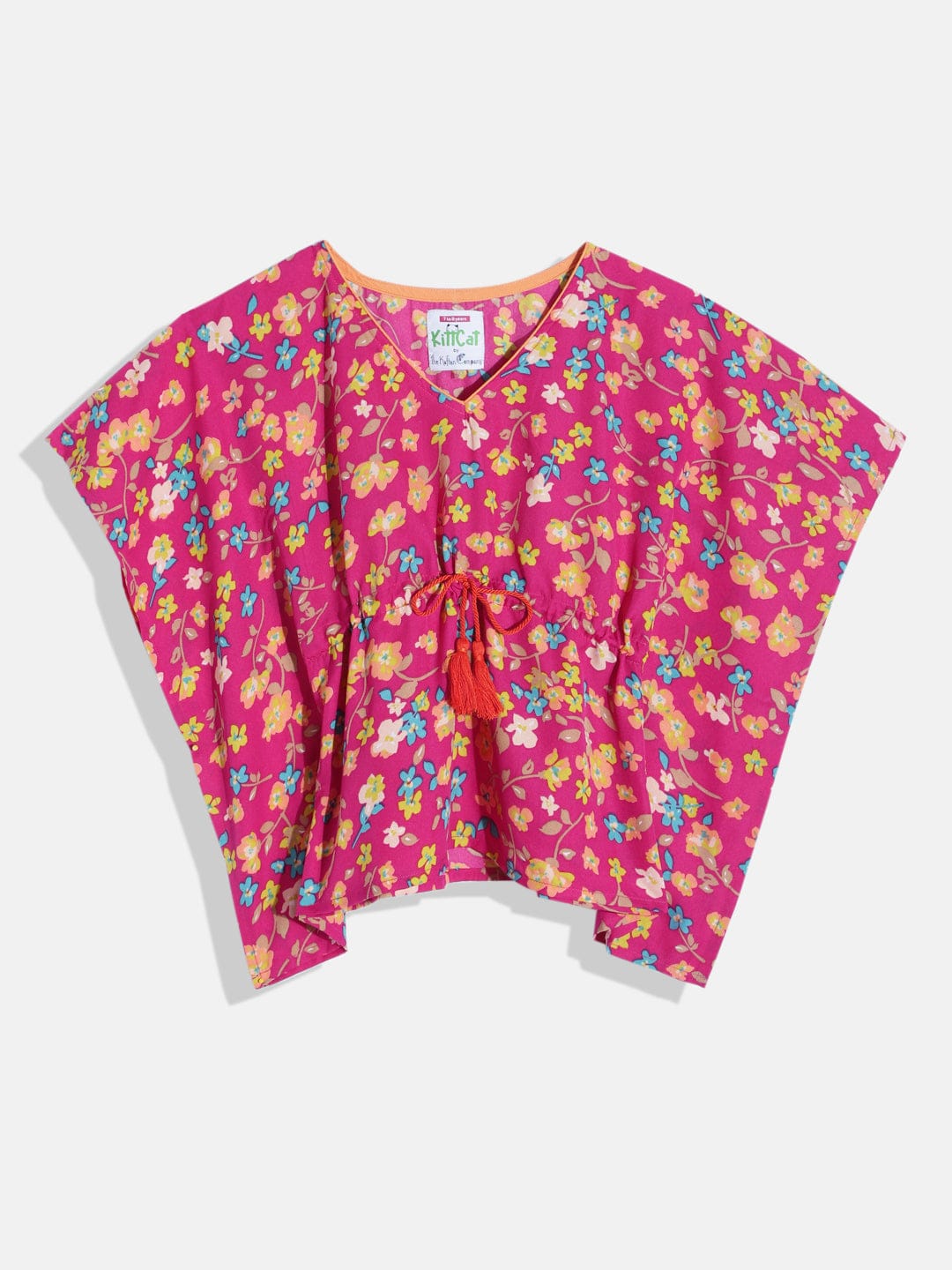 The Kaftan Company Pyjama Set Girls Pink Floral Kaftan Pyjama Set