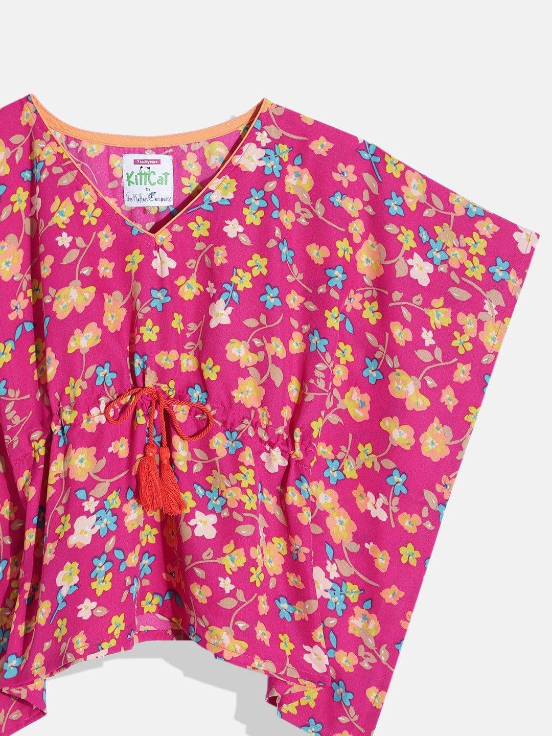 The Kaftan Company Pyjama Set Girls Pink Floral Kaftan Pyjama Set