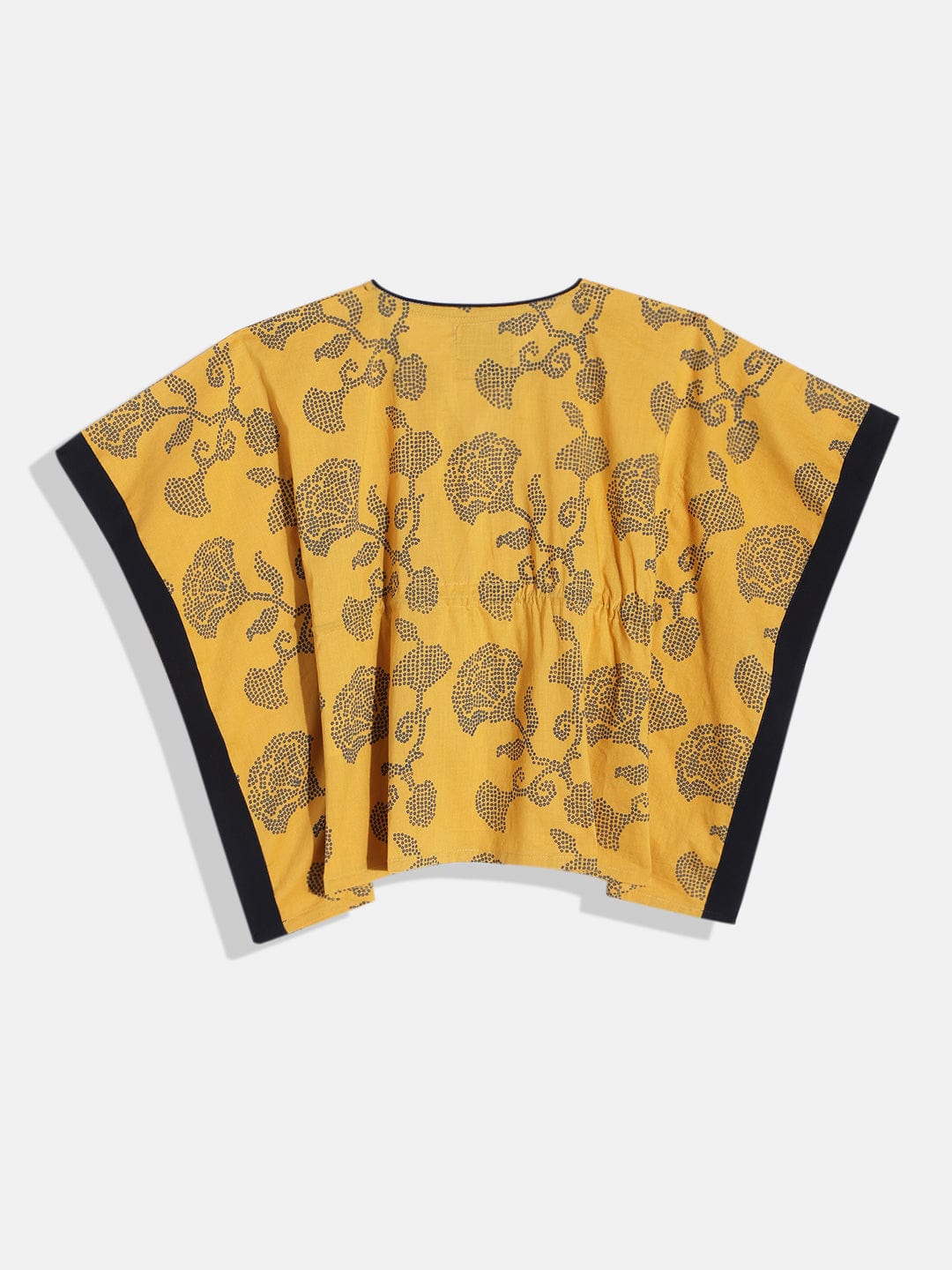 The Kaftan Company Pyjama Set Girls Yellow Doodled Floral Kaftan Pyjama Set