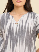 The Kaftan Company Pyjama Set Grey Handloom Ikat Cotton Co-ord Set for Women – Relaxed Fit Kurta & Pyjama Set