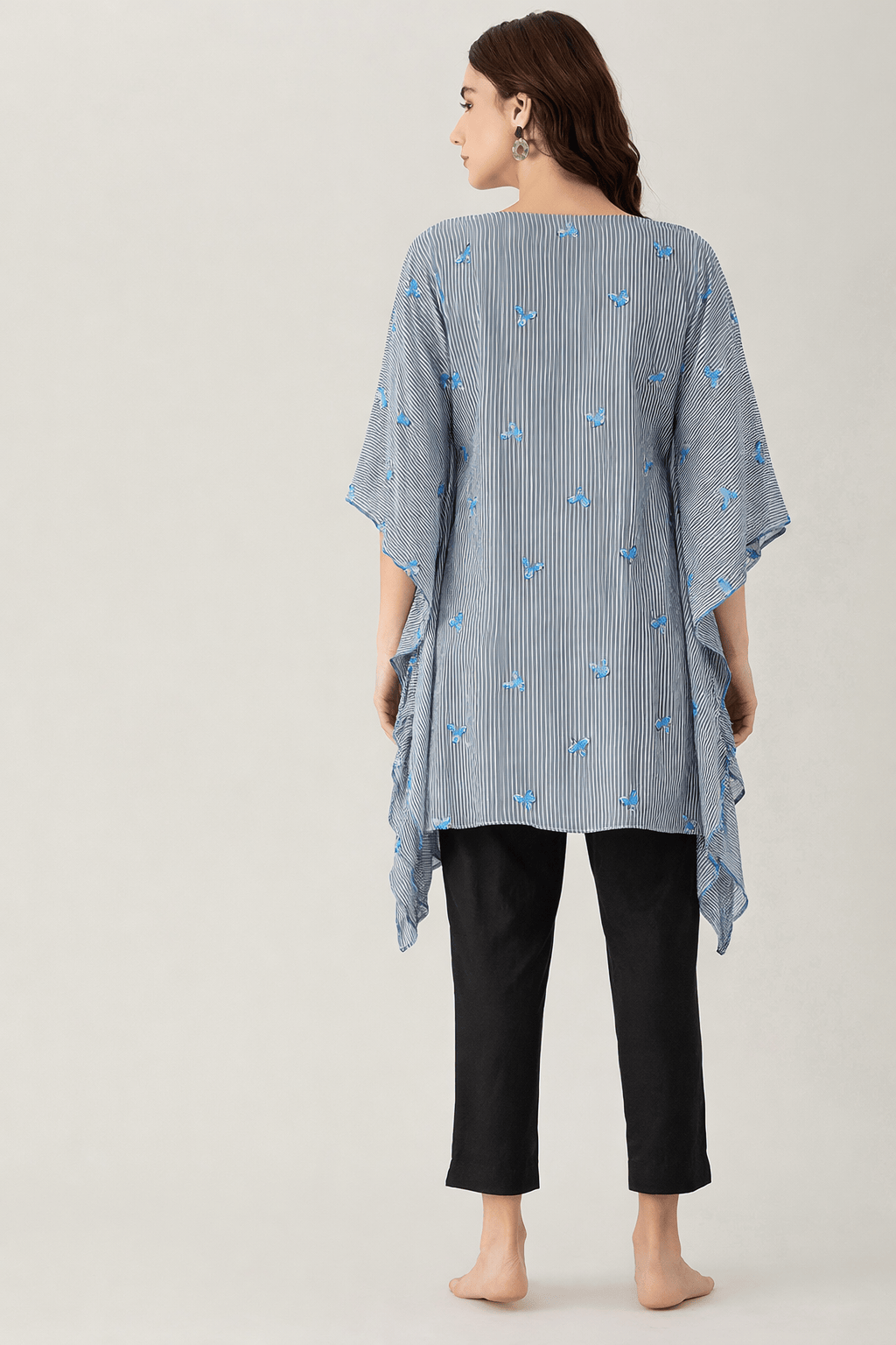 The Kaftan Company Pyjama Set Grey Striped Modal Kaftan Pyjama Set