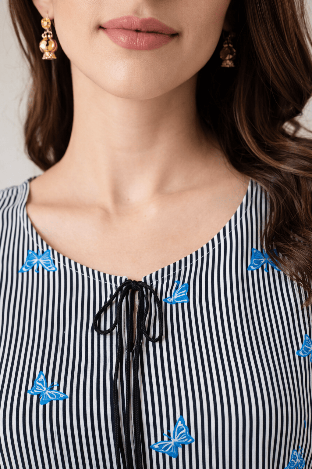 The Kaftan Company Pyjama Set Grey Striped Modal Kaftan Pyjama Set