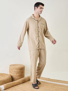 The Kaftan Company Pyjama Set Mens Beige Classic Pyjama Set