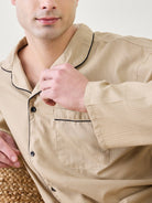 The Kaftan Company Pyjama Set Mens Beige Classic Pyjama Set