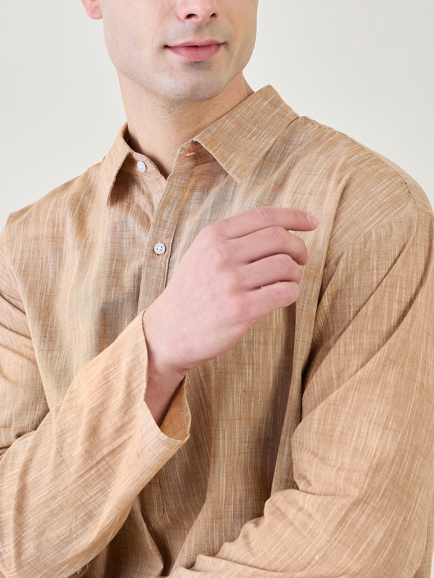 The Kaftan Company Pyjama Set Mens Brown Pathani Kurta Pyjama Set