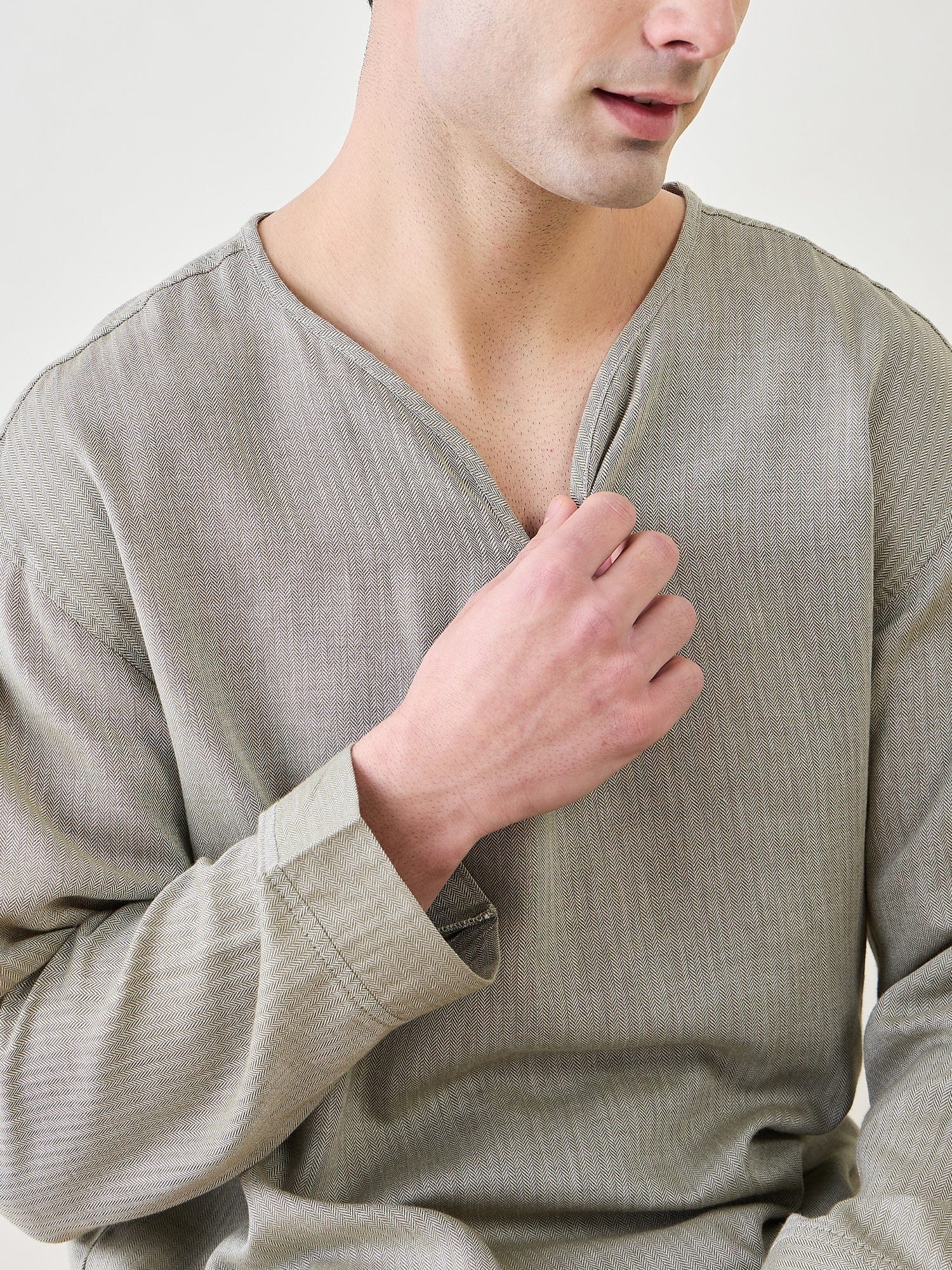 The Kaftan Company Pyjama Set Mens Green Cotton 3/4 Pyjama Set