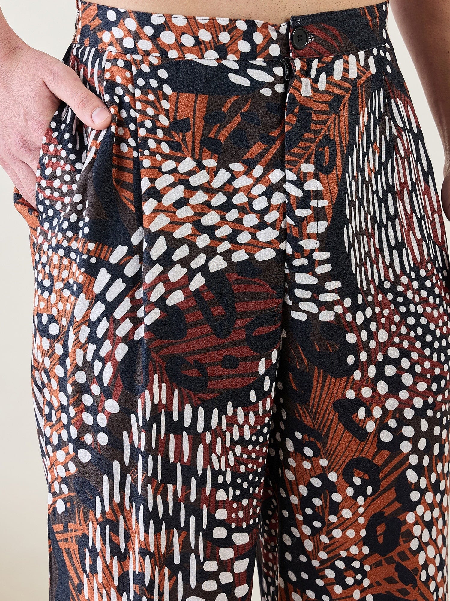 The Kaftan Company Pyjama Set Mens White Kurta with Animal Printed Pants