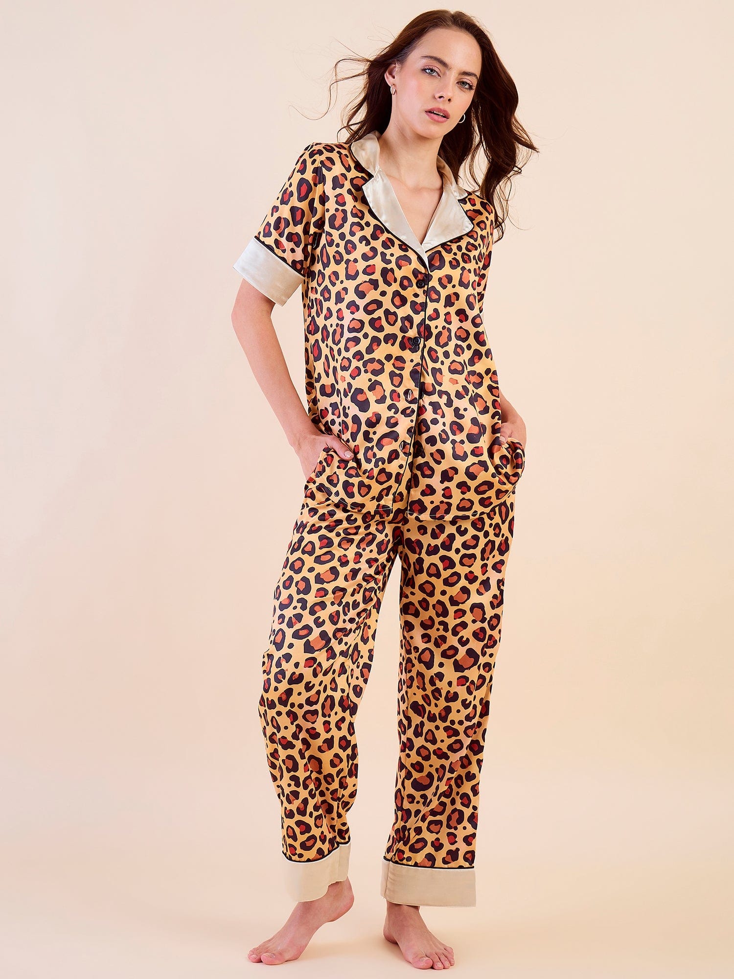 The Kaftan Company Pyjama Set Premium Leopard Satin Pyjama Set - Bold and Ultra Soft