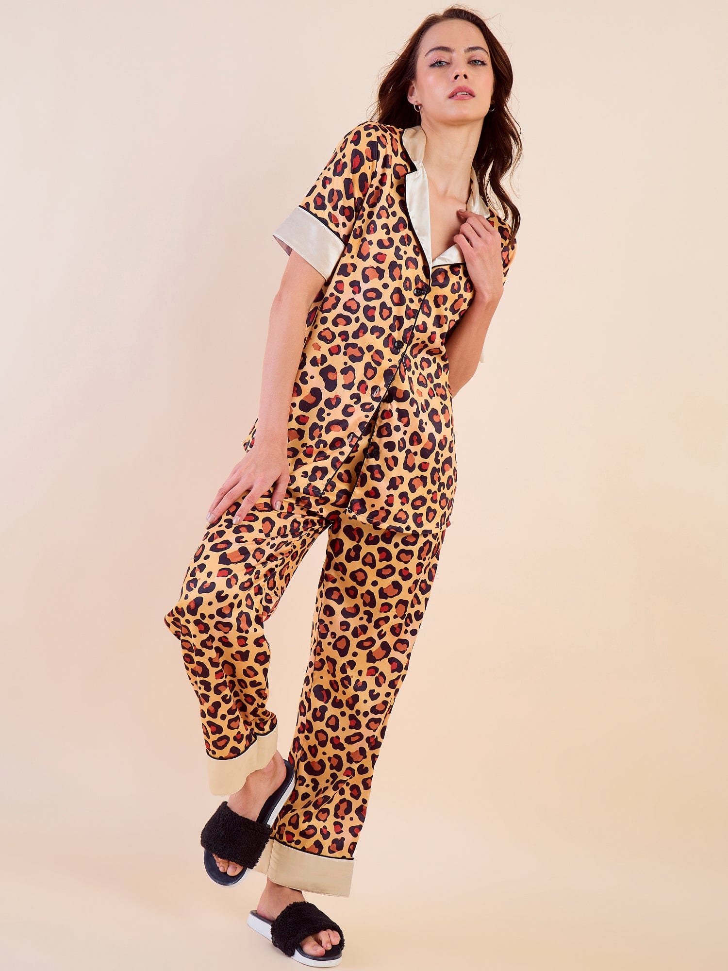 The Kaftan Company Pyjama Set Premium Leopard Satin Pyjama Set - Bold and Ultra Soft