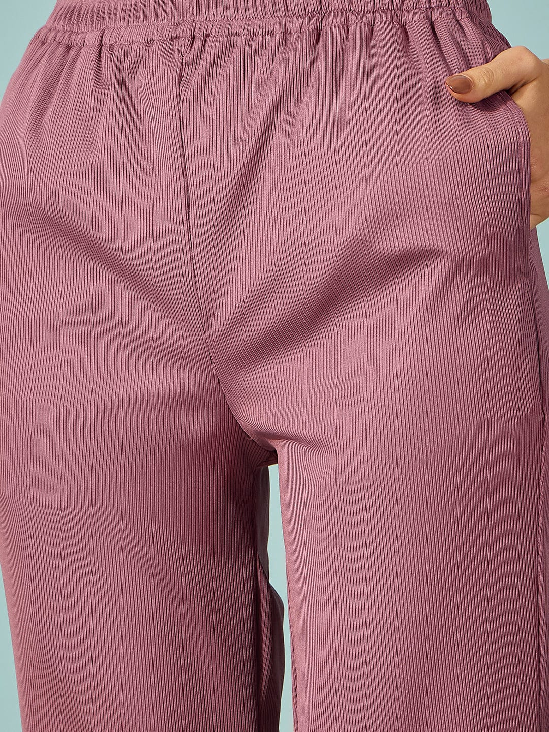 The Kaftan Company Pyjama Set Purple Ribbed Soft Pyjama Set