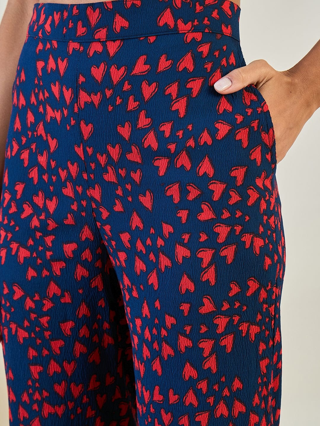 The Kaftan Company Pyjama Set Red and Blue Heart Printed Co-ord Set