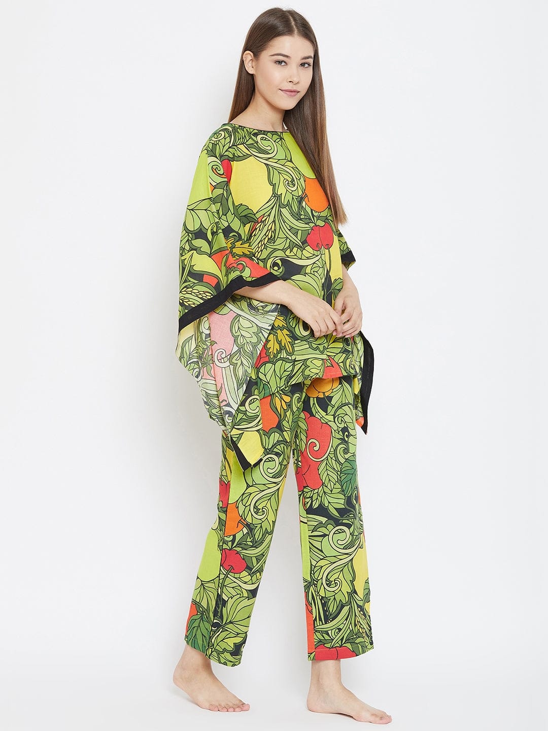 The Kaftan Company Pyjama Set Tropical Fruits Kaftan and Pyjama Loungeset