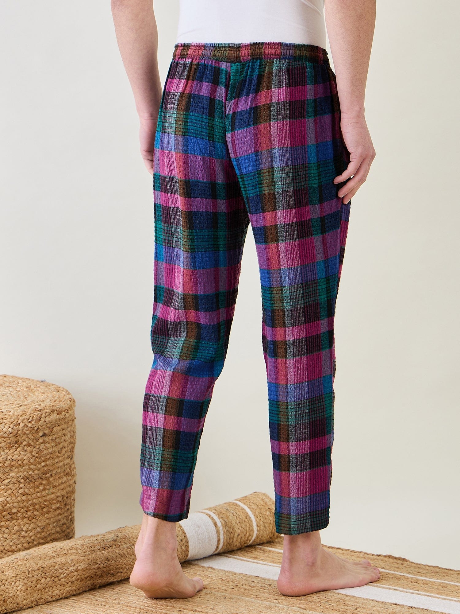 The Kaftan Company Pyjamas Multi Colour Checkered Narrow Fit Lounge Pants