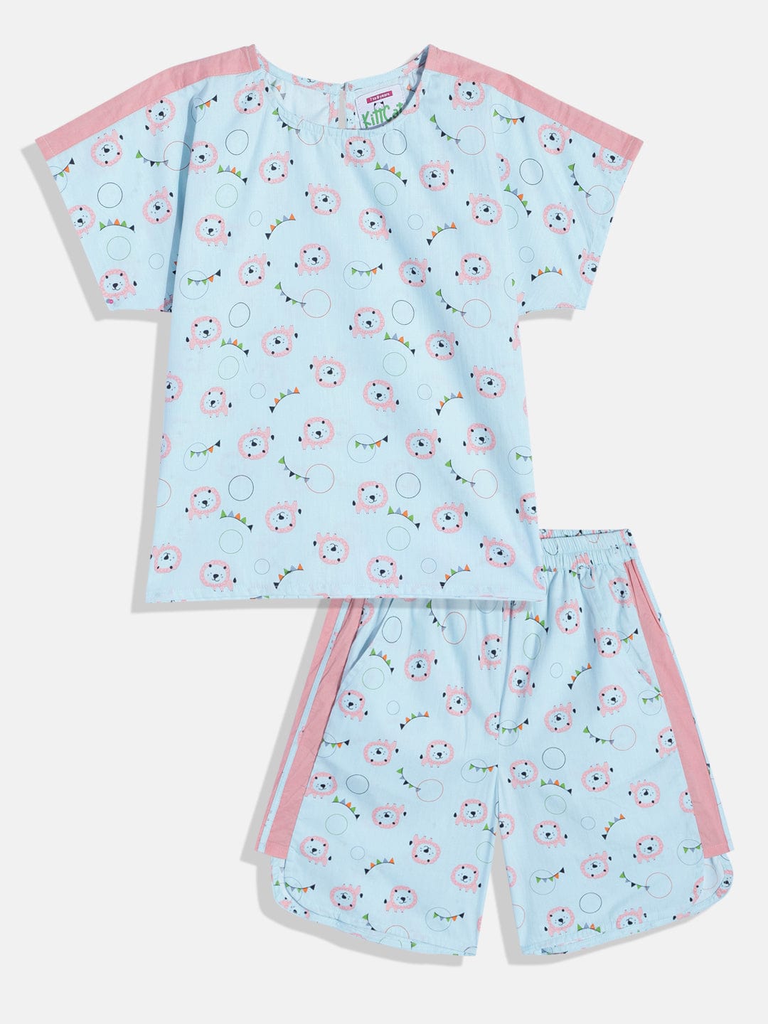 The Kaftan Company Short Set Girls Cute Lion Sporty Kimono Shorts Set