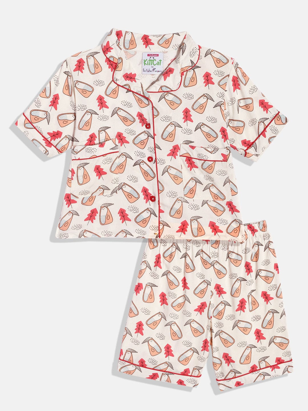 The Kaftan Company Short Set Girls Red and White Cute Shorts Set