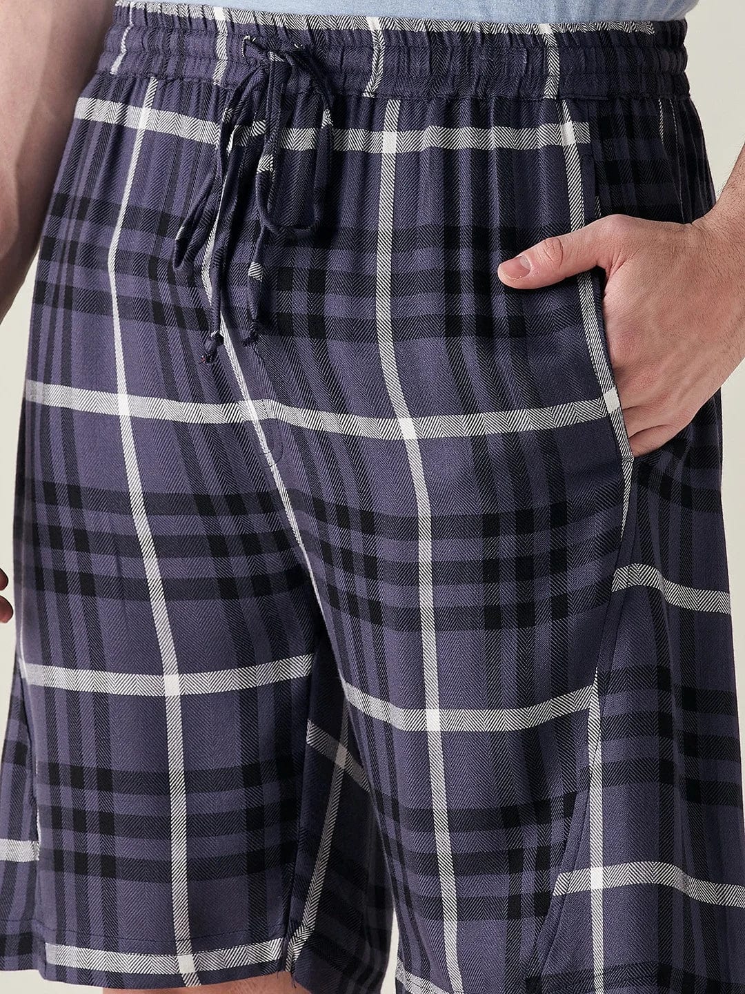 The Kaftan Company shorts Mens Blue Supersoft Plaid Twill Cotton Shorts