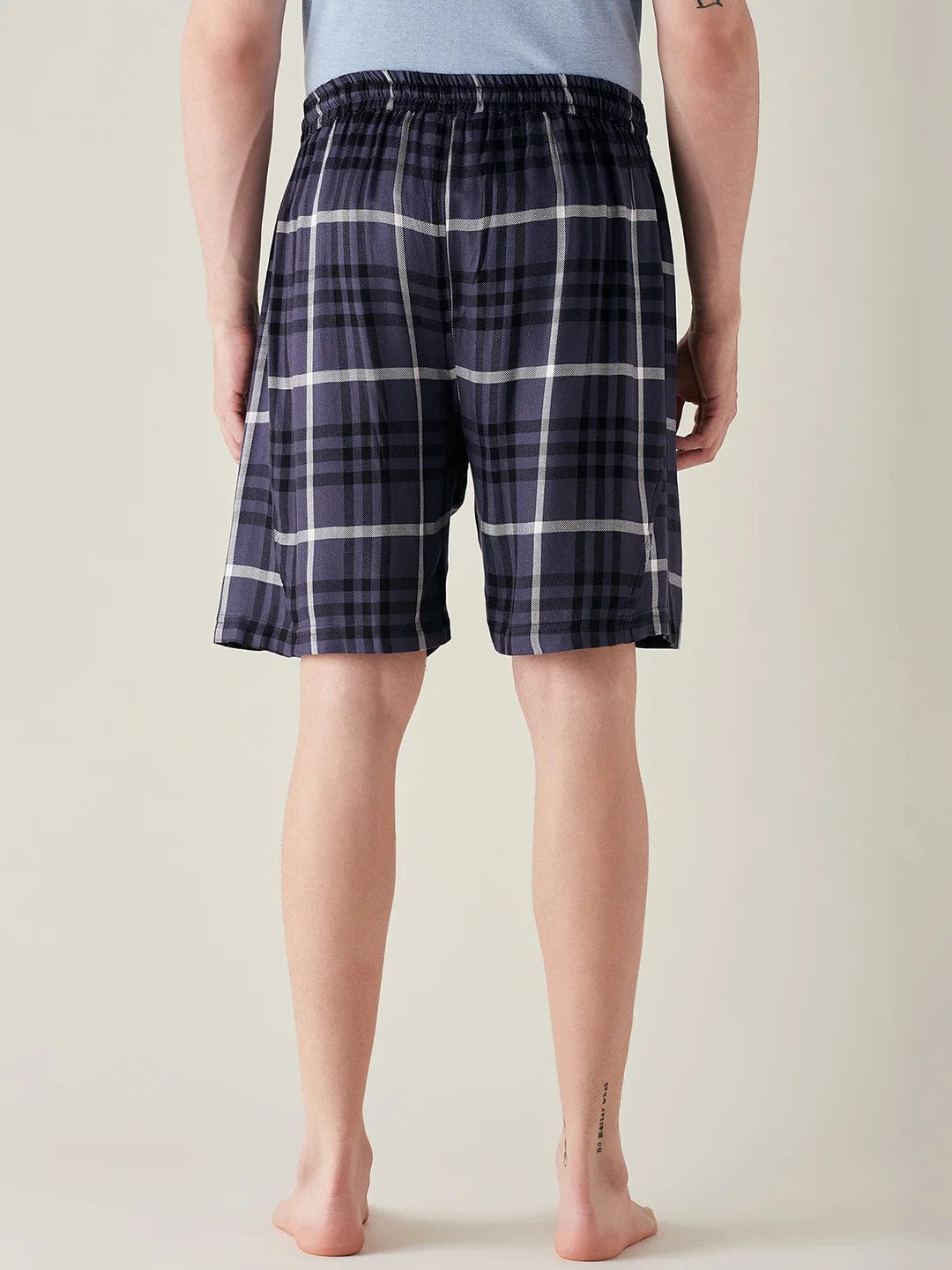 The Kaftan Company shorts Mens Blue Supersoft Plaid Twill Cotton Shorts