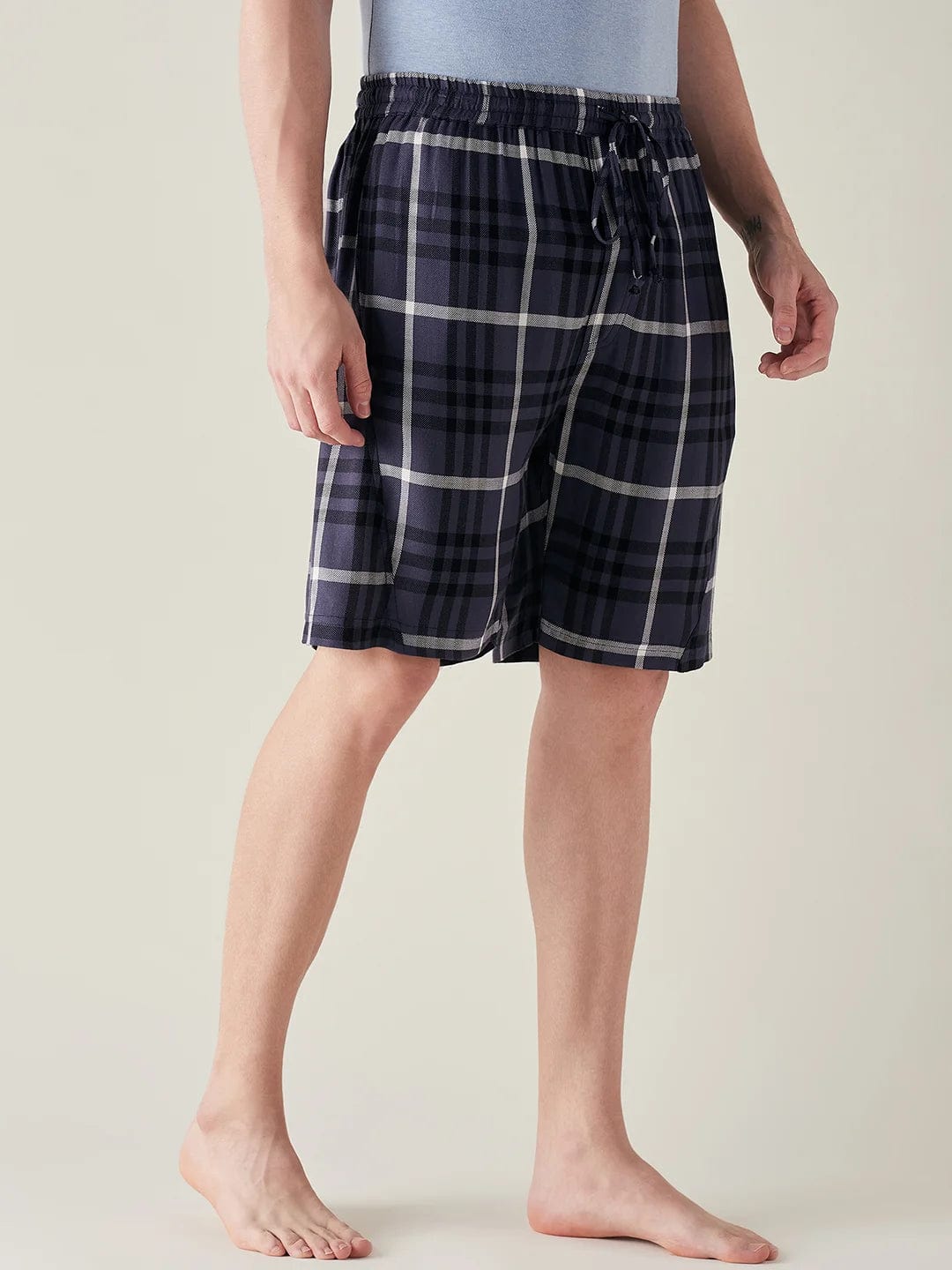 The Kaftan Company shorts Mens Blue Supersoft Plaid Twill Cotton Shorts