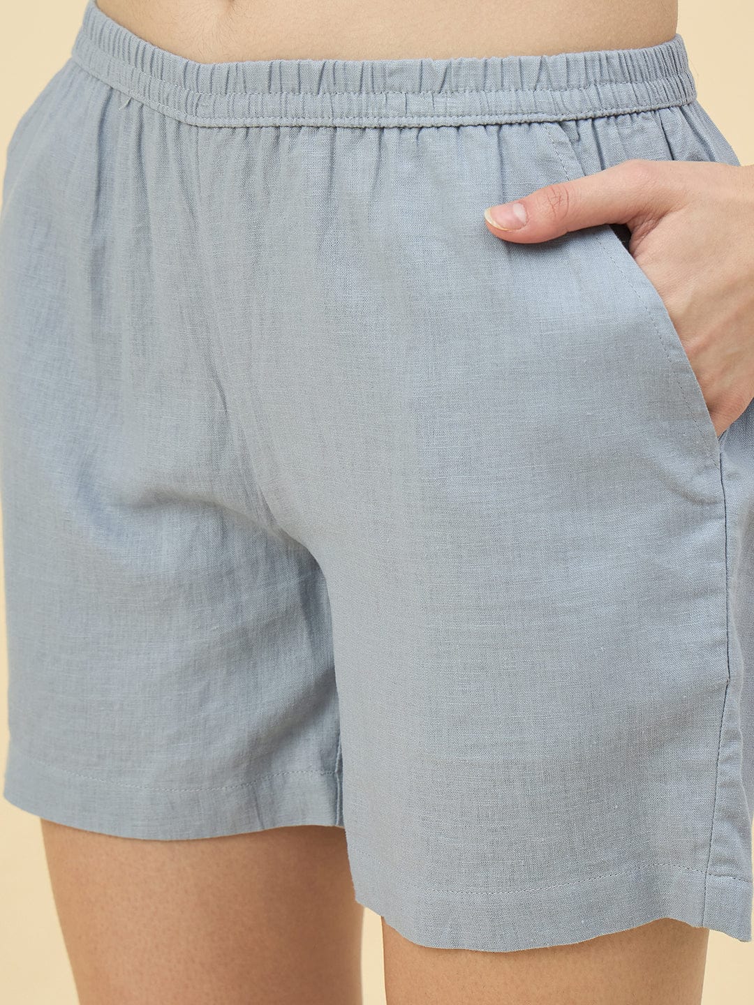 The Kaftan Company Shorts Set Grey Linen Shorts Nightwear Set - Boxy Fit Top & Breezy Comfort