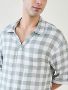 The Kaftan Company Shorts Set Mens Sage Checks Co-ord Set