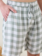 The Kaftan Company Shorts Set Mens Sage Checks Co-ord Set