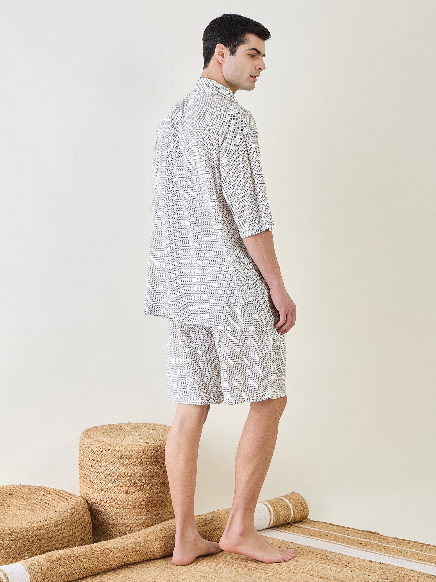 The Kaftan Company Shorts Set Mens White Supersoft Shorts Set