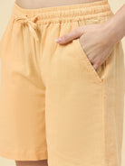 The Kaftan Company Shorts Set Yellow Cotton Nightwear Shorts Set – Hand Embroidered Pockets
