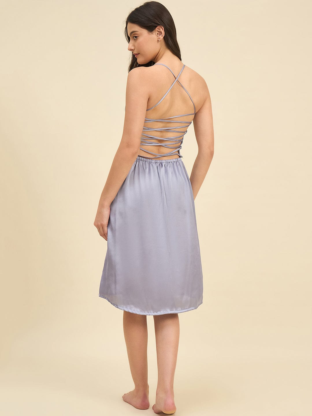 The Kaftan Company Sleep Gowns Lilac Lace Gown with Satin Inner Slip - Intimare Bridal Collection