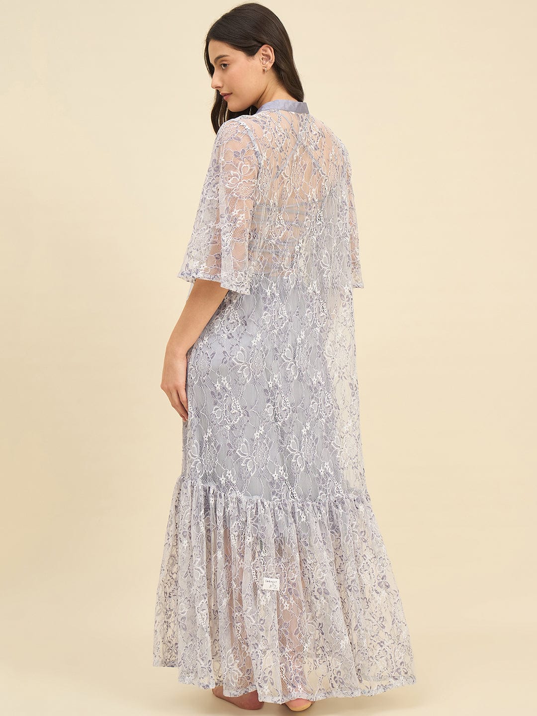 The Kaftan Company Sleep Gowns Lilac Lace Gown with Satin Inner Slip - Intimare Bridal Collection