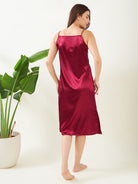 The Kaftan Company Sleep Gowns Maroon Laced Up Gown-Set