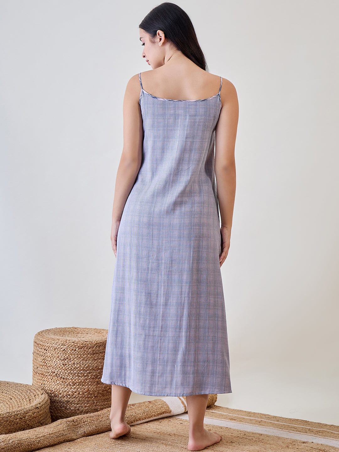 The Kaftan Company Sleep Gowns Multicoloured Cotton Gingham Gownset