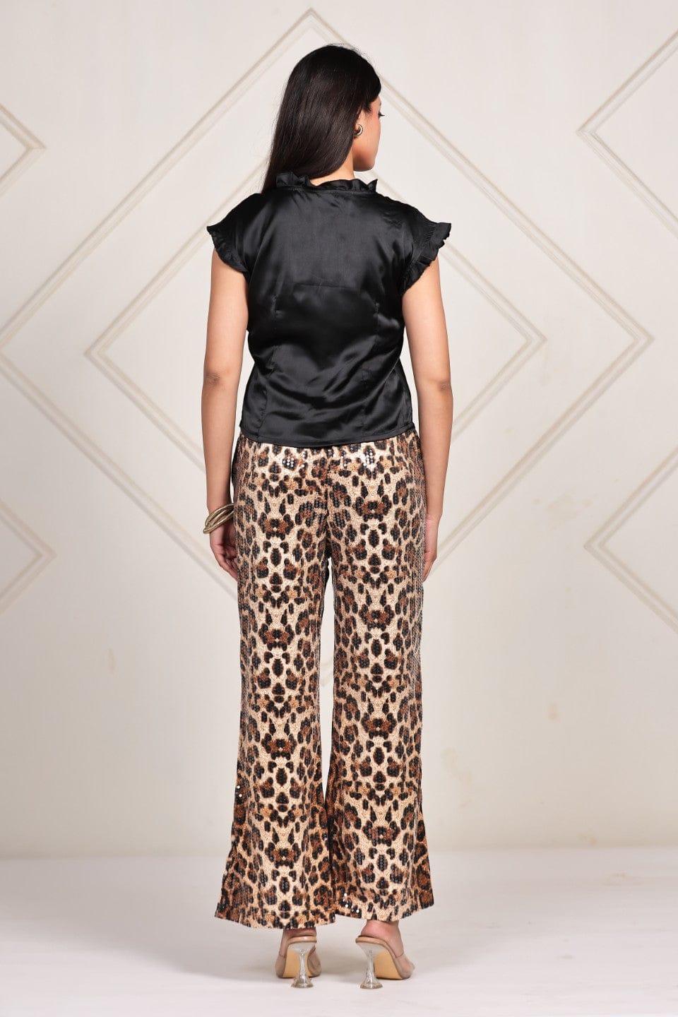 The Kaftan Company Tops Black Midnight Satin Gathered Top