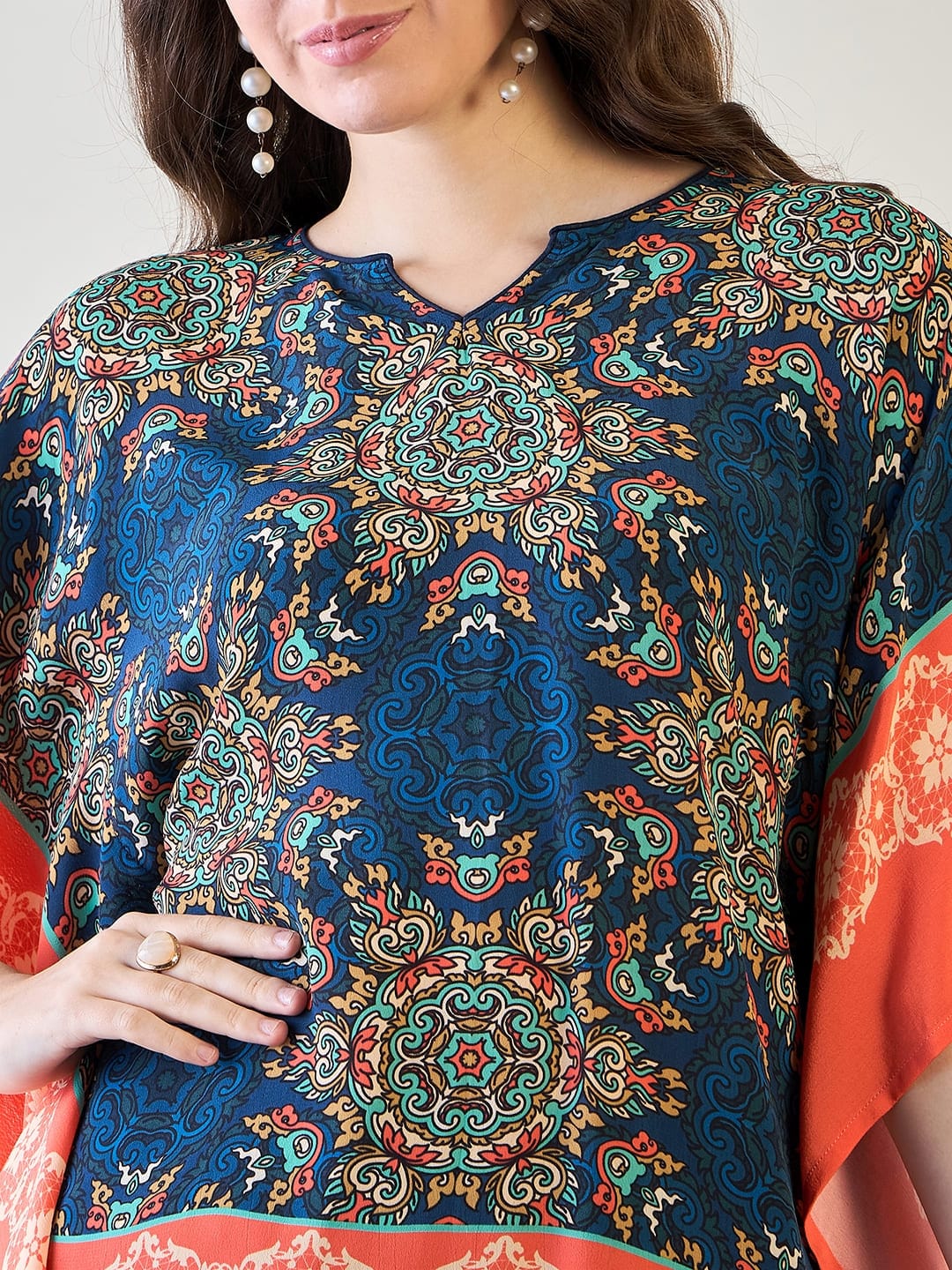 The Kaftan Company Tops Blue Circles Kaftan Top