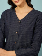 The Kaftan Company Tops Blue Denim Top with V-Neck and Front Buttons