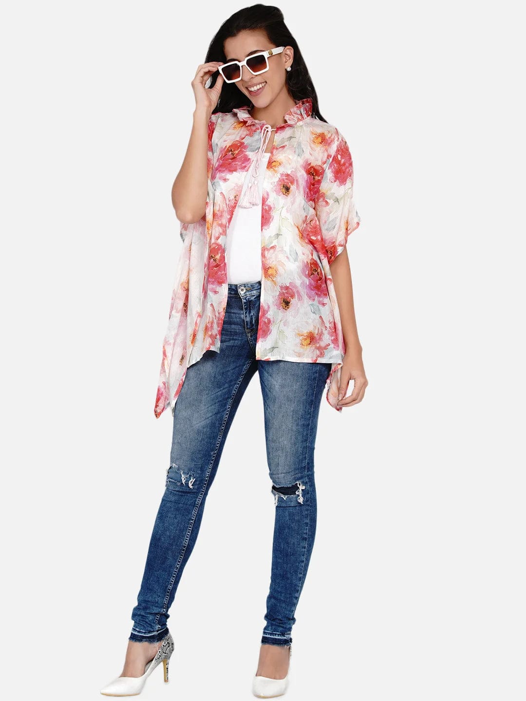 The Kaftan Company Tops Brushed Roses Pastel Kaftan Shrug (Final Sale)