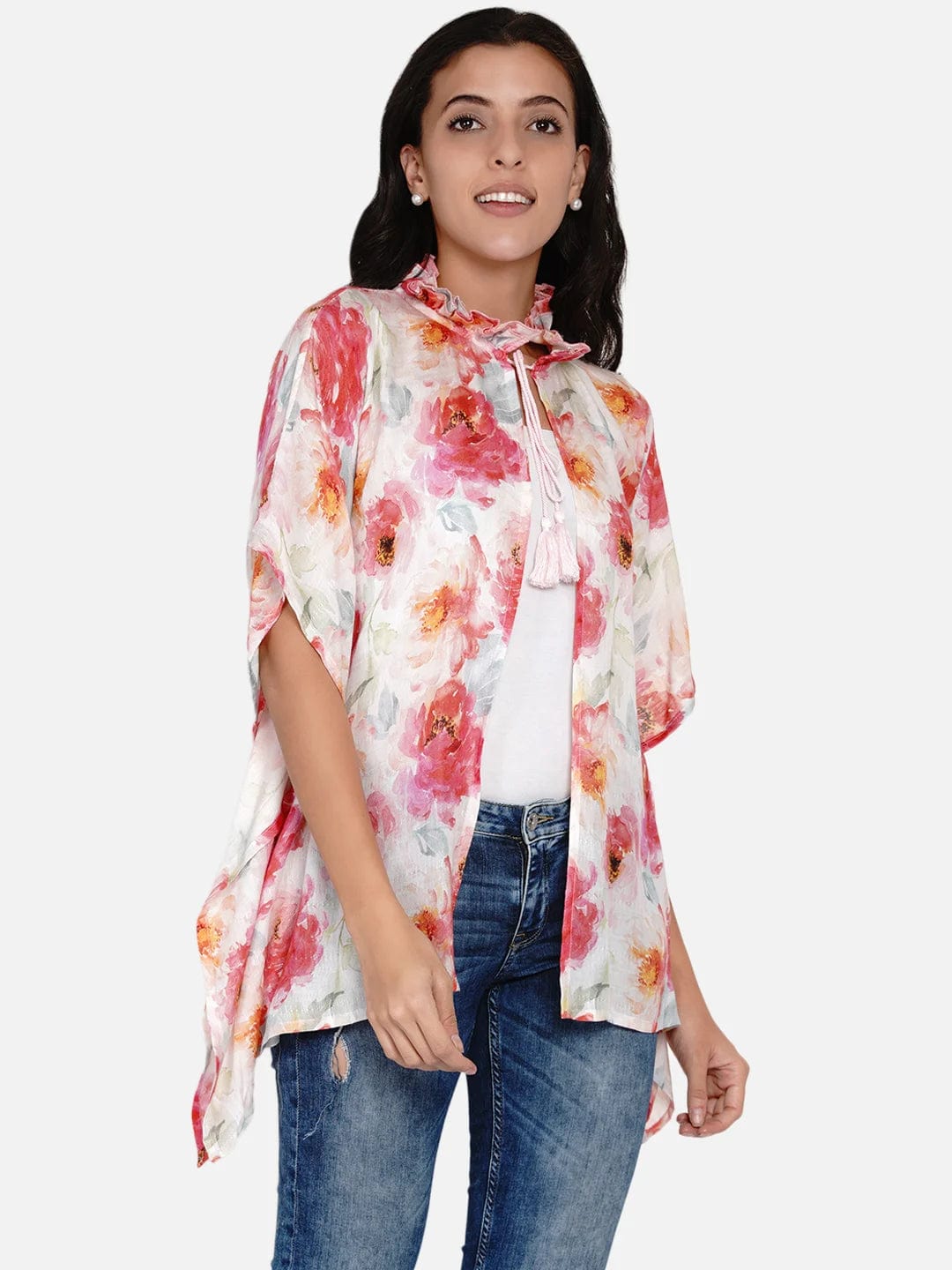 The Kaftan Company Tops Brushed Roses Pastel Kaftan Shrug (Final Sale)