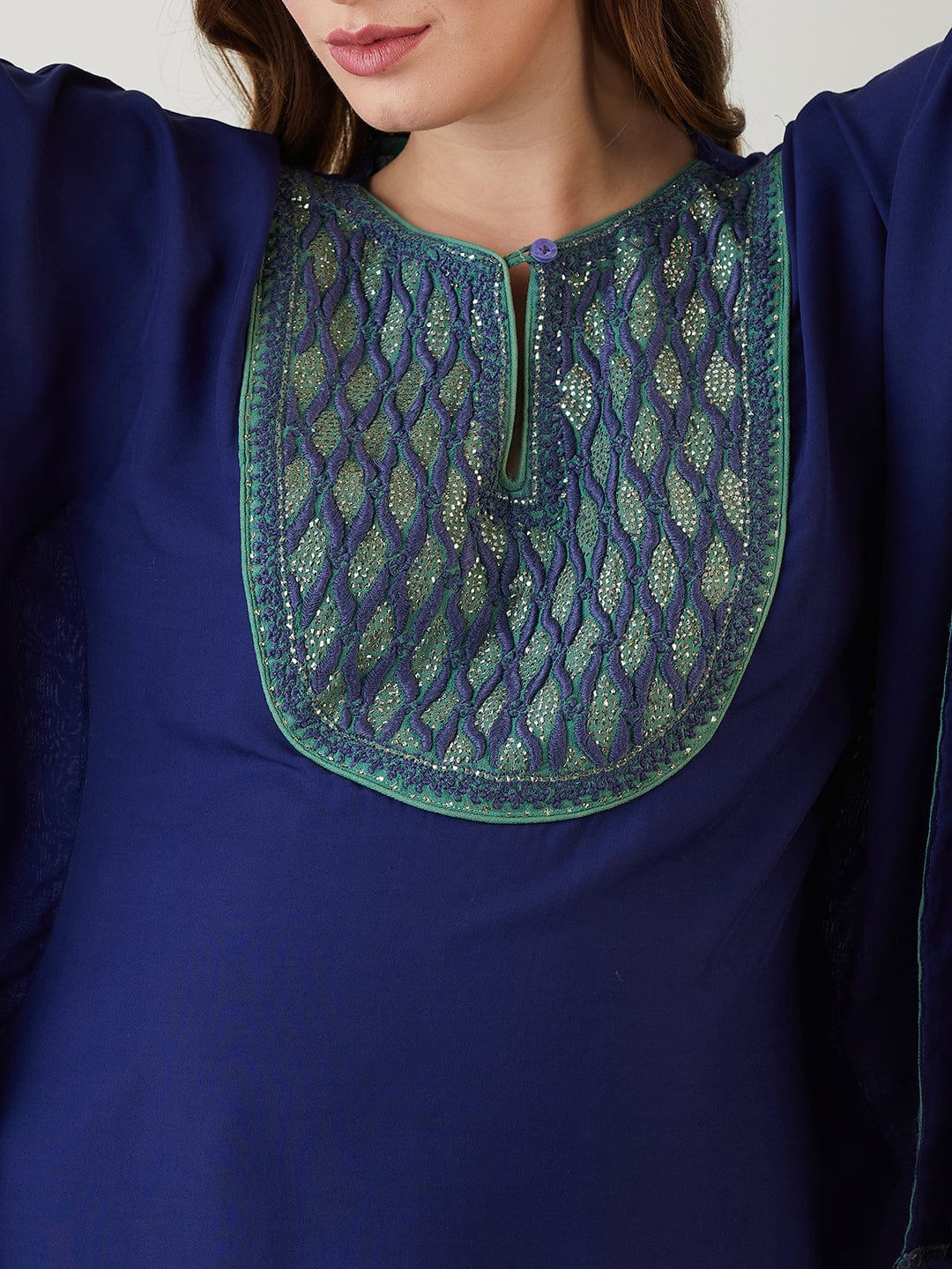 The Kaftan Company Tops Chikankari Hand Embroidered Yoke Maternity Top