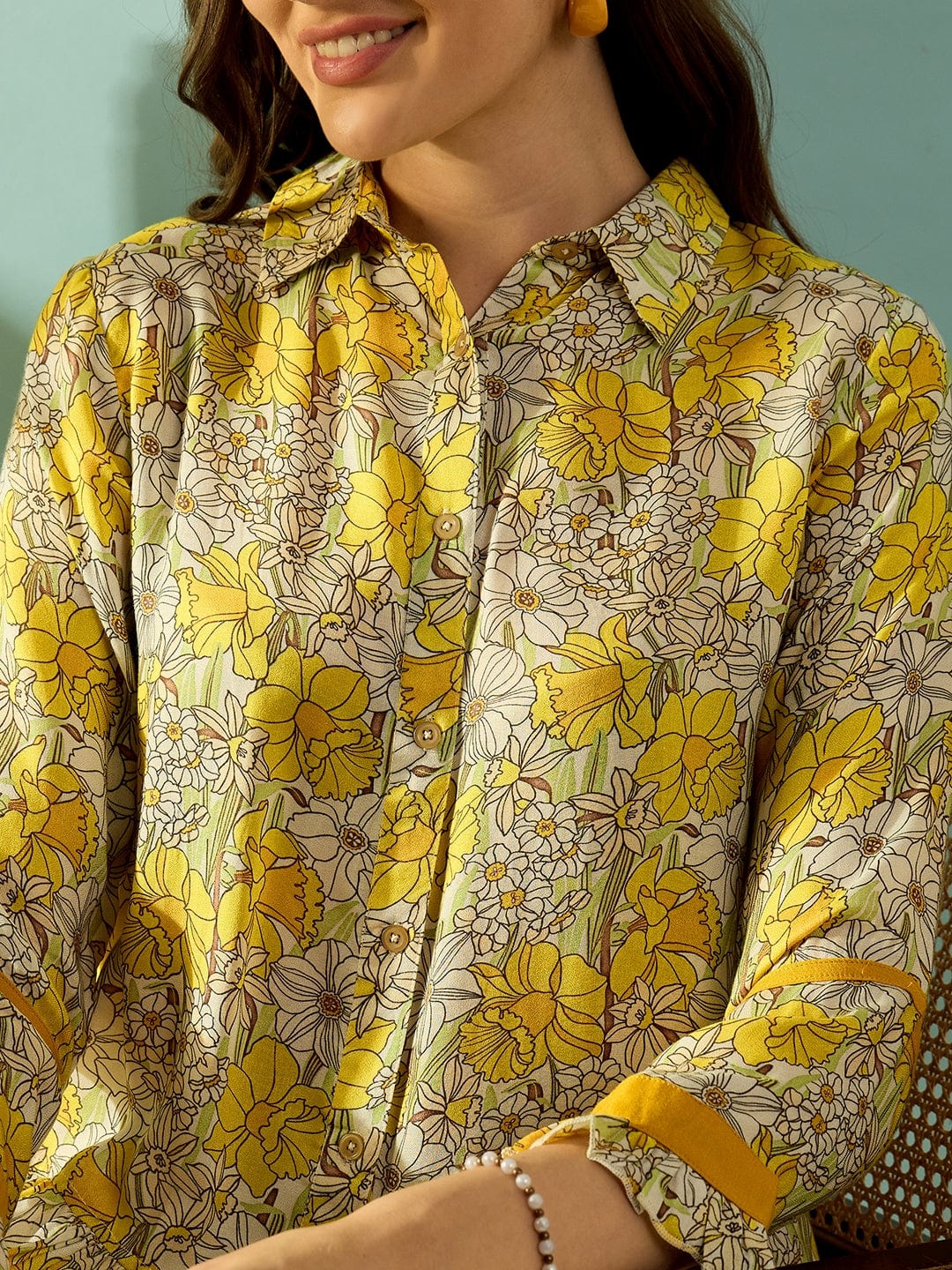 The Kaftan Company Tops Daisy Doodle Button Down Shirt