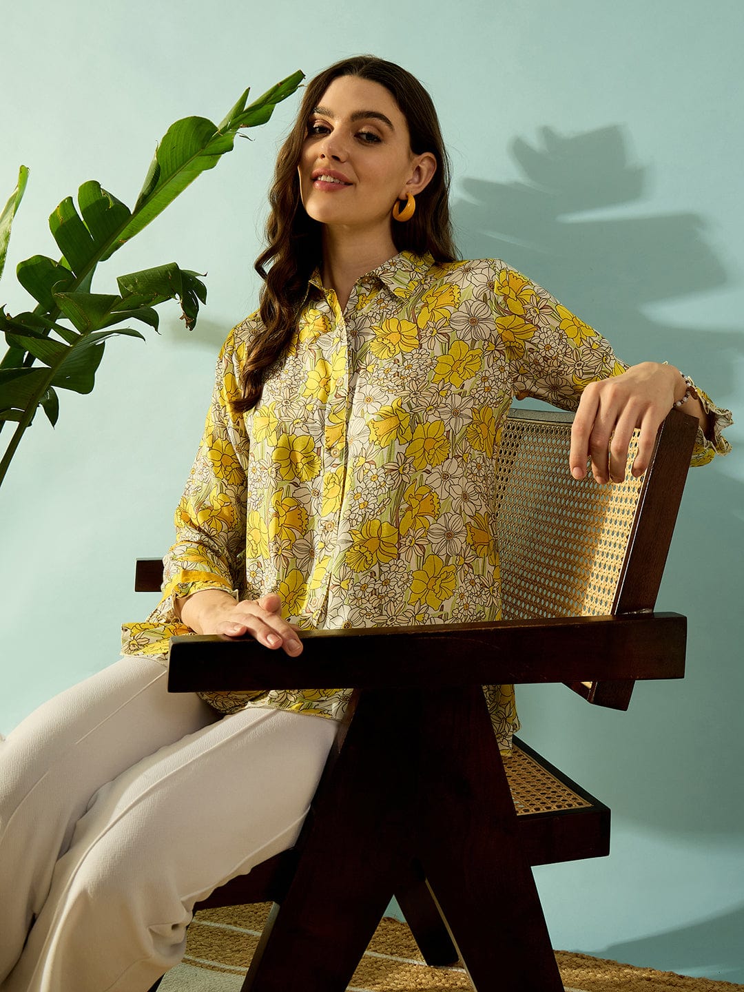 The Kaftan Company Tops Daisy Doodle Button Down Shirt