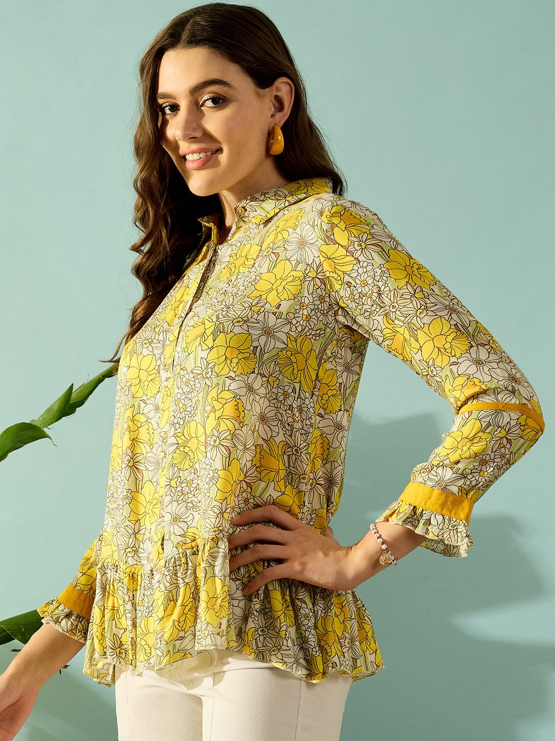 The Kaftan Company Tops Daisy Doodle Button Down Shirt